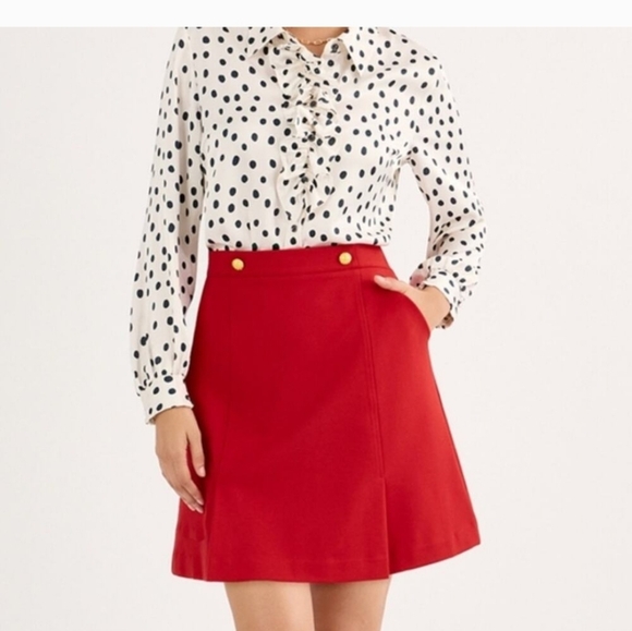 CAbi Dresses & Skirts - Cabi Broadcast Skirt A Line Mini Pockets Red Fitted At The Waist  6 nwt